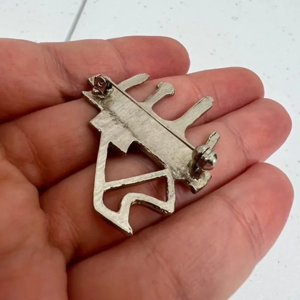 Piano Brooch Textured Hammered Silver Tone Big Statement Music Instrument Pin Us